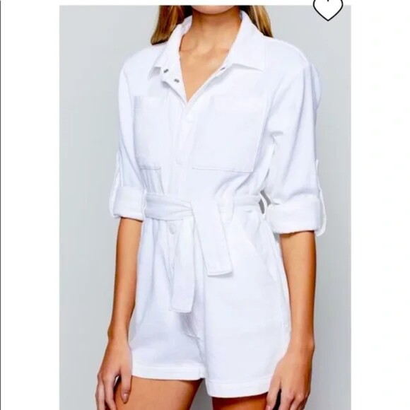Good American White Denim Romper - Picture 1 of 9